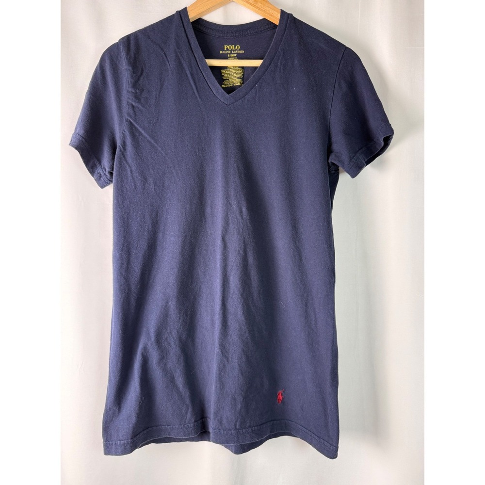 Polo Ralph Lauren‎ Mens V Neck T Shirt Short Sleeve Classic Fit Navy Small